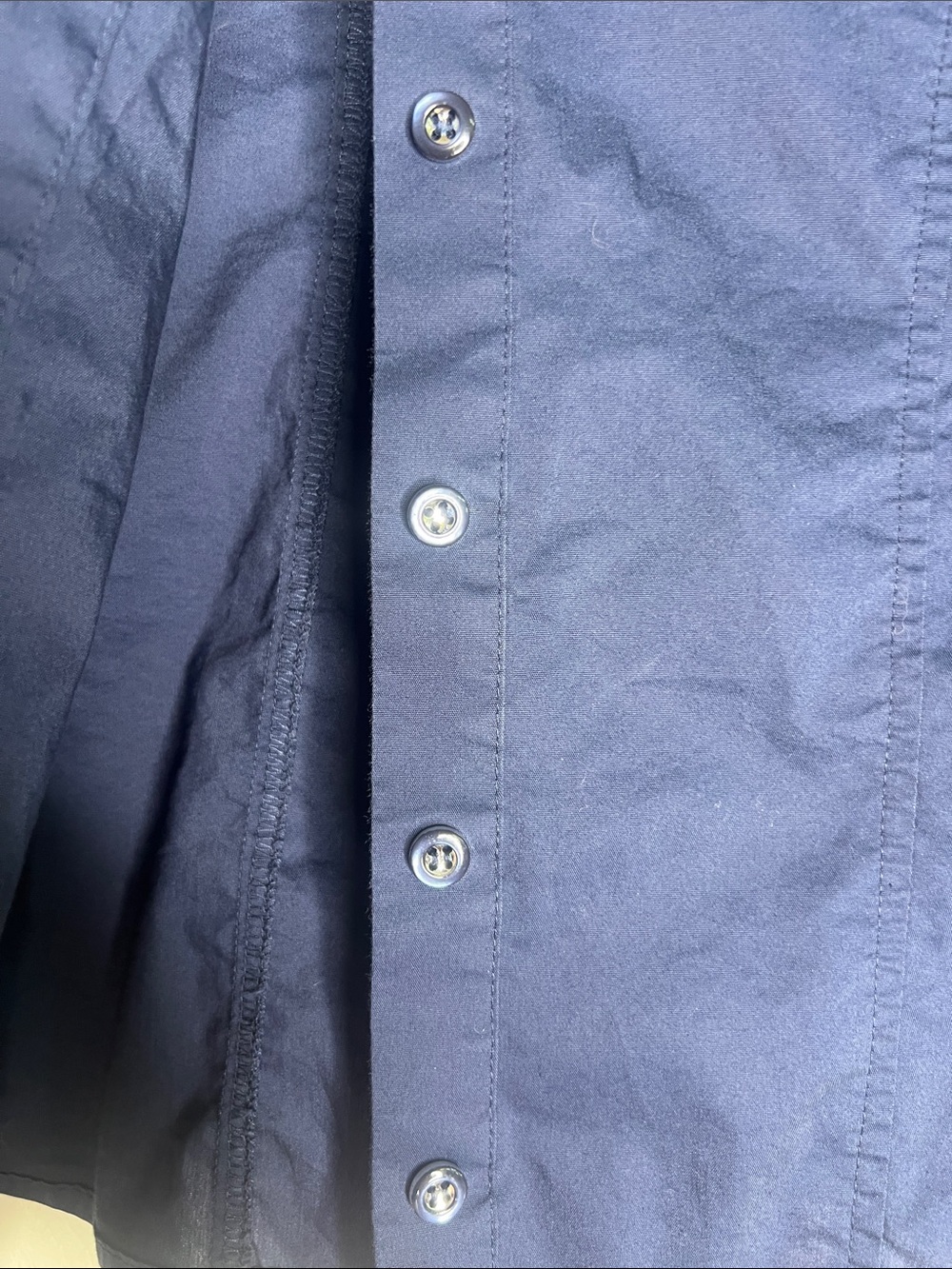 New York & Company Navy Button-Front Women's Blouse - Picture 3 of 8